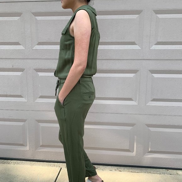 Army Green Sleeveless Jumpsuit - Picture 6 of 8